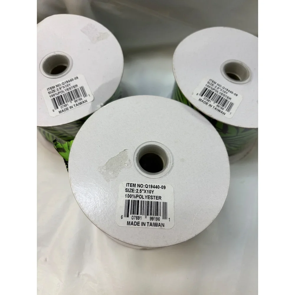 3 Pack Zebra Print Wired Ribbon Lime Green Black 2.5 Inch x 10 Yards Q19440-09